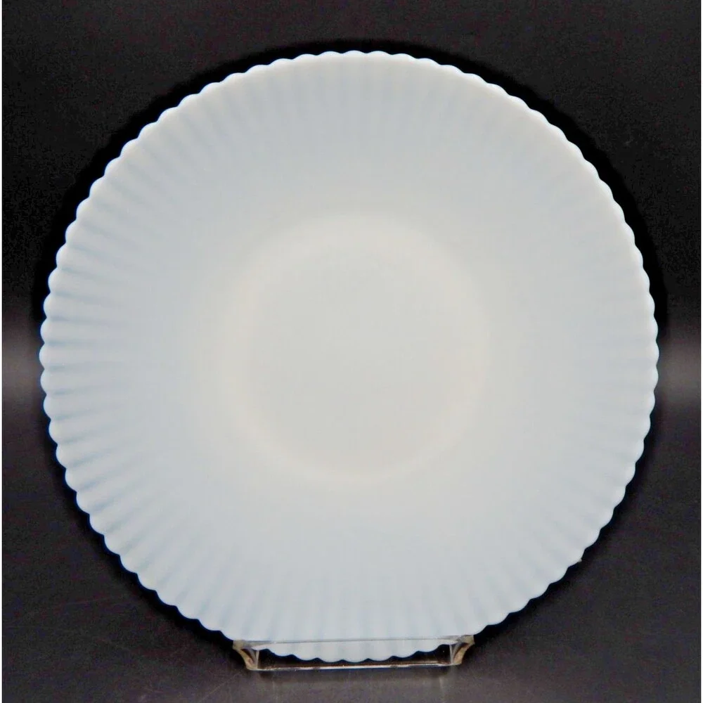 Macbeth Evans Monax Petalware 11 Inch White Milk Glass Dinner Cake Plate Salver